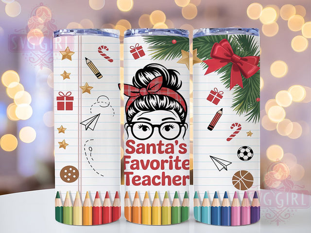 Funny Santa Christmas Teacher Tumbler, Funny Santa Teacher Sublimation Design, Christmas Teacher Art, 20oz Xmas Tumbler, Whimsical Teacher Mug, Stylish Santa Cup, Festive Teacher Wrap Sublimation SvggirlplusArt 