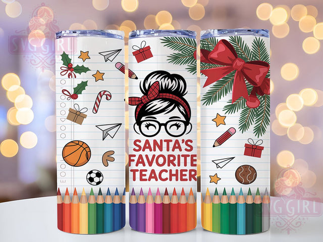 Funny Santa Christmas Teacher Tumbler, Funny Santa Teacher Sublimation Design, Christmas Teacher Art, 20oz Xmas Tumbler, Whimsical Teacher Mug, Stylish Santa Cup, Festive Teacher Wrap Sublimation SvggirlplusArt 