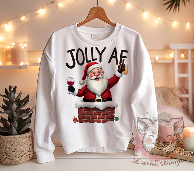 Funny Santa Claus, Jolly AF, Santa PNG, Sublimation Design, Holiday Humor, Digital Download, Christmas Clipart, Festive Art Sublimation Lara' s Designs 