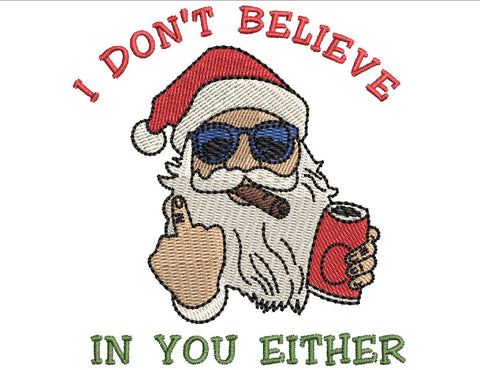 Funny Santa Embroidery Design 4 Sizes-File formats in pes,dst,jef,xxx,exp,vip,vp3, holiday, trending, Popular, season, merry, funny, joke Embroidery/Applique DESIGNS AestheticdesignsE 