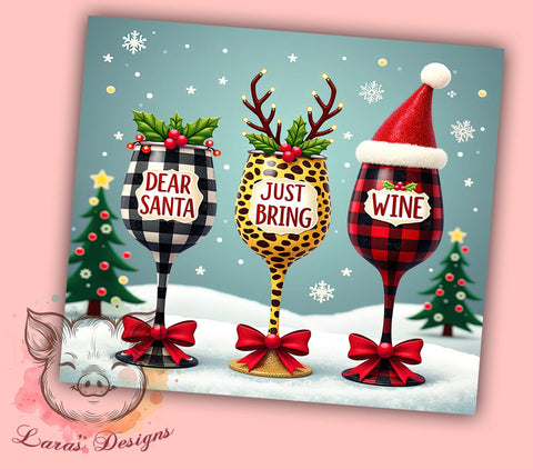 Funny Santa Wine 20oz Tumbler, Funny Wine Tumbler, Dear Santa Design, 20oz Tumbler Wrap, Holiday Drinkware, Trendy Gift, Wine Lover Gift, Christmas Decor Sublimation Lara' s Designs 
