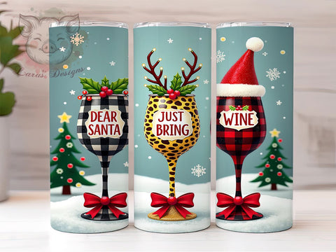 Funny Santa Wine 20oz Tumbler, Funny Wine Tumbler, Dear Santa Design, 20oz Tumbler Wrap, Holiday Drinkware, Trendy Gift, Wine Lover Gift, Christmas Decor Sublimation Lara' s Designs 