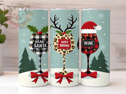 Funny Santa Wine 20oz Tumbler, Funny Wine Tumbler, Dear Santa Design, 20oz Tumbler Wrap, Holiday Drinkware, Trendy Gift, Wine Lover Gift, Christmas Decor Sublimation Lara' s Designs 