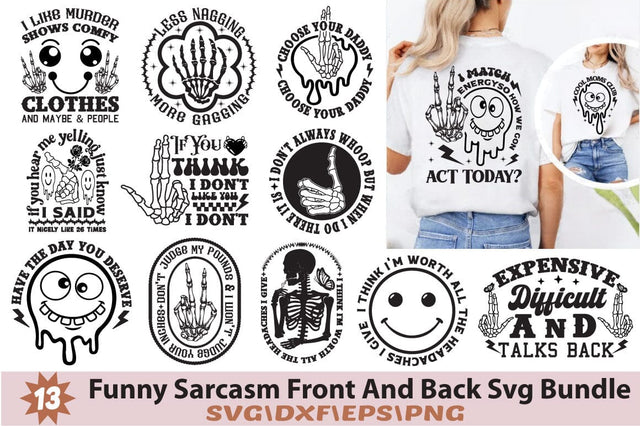 Funny Sarcasm Front And Back Svg Bundle SVG Angelina750 