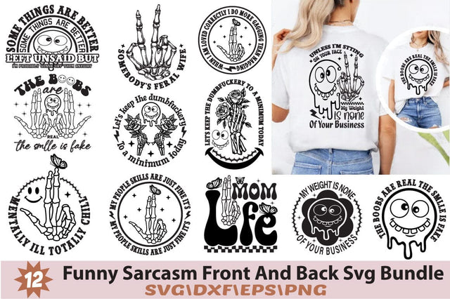 Funny Sarcasm Front And Back Svg Bundle SVG Angelina750 
