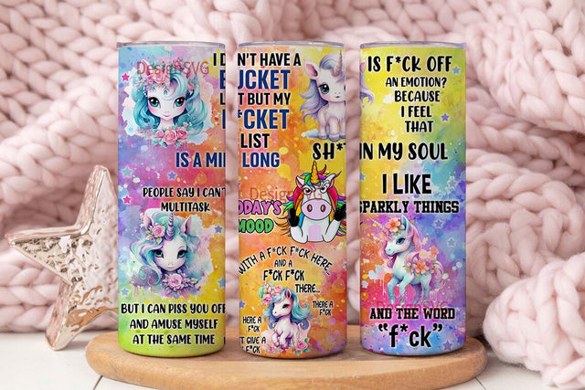 Funny Sarcastic 20oz Skinny Tumbler Wrap, Sublimation Design, Digital Download PNG, Funny Unicorn Tumbler Wrap PNG Sublimation DesignSVG 