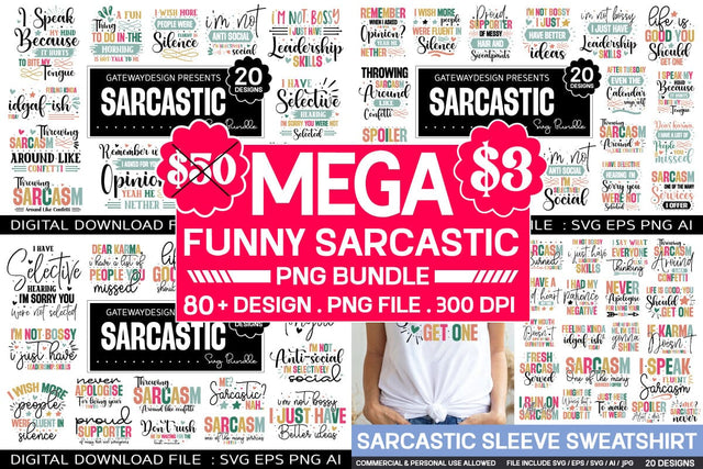 Funny Sarcastic Png Bundle, SVGs,Quotes and Sayings,Food & Drink,On Sale, Print & Cut SVG designmaster24 