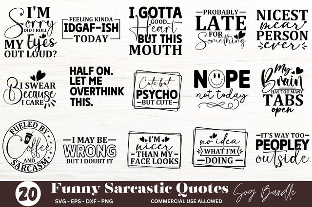 Funny Sarcastic Quotes Bundle SVG Designangry 