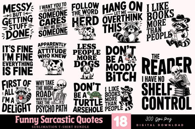 Funny Sarcastic Quotes Png Bundle SVG Regulrcrative 