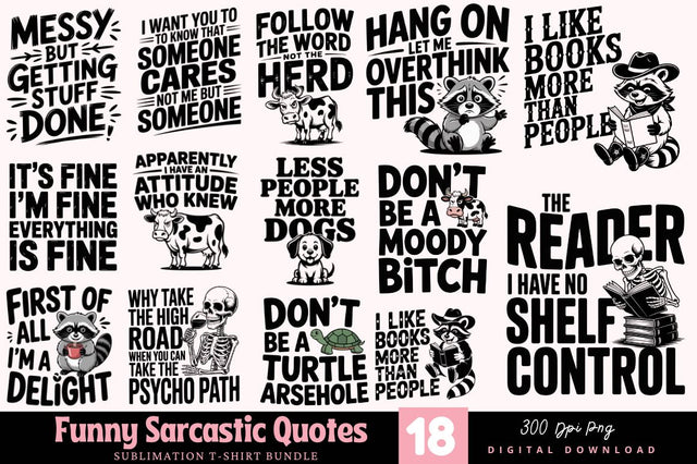 Funny Sarcastic Quotes Png Bundle SVG Regulrcrative 