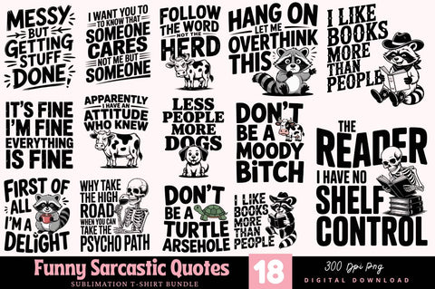 Funny Sarcastic Quotes Png Bundle SVG Regulrcrative 
