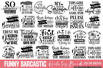 Funny Sarcastic Quotes Svg Bundle, 20 funny designs,SVGs,Quotes and Sayings,Food & Drink,On Sale, Print & Cut SVG designmaster24 