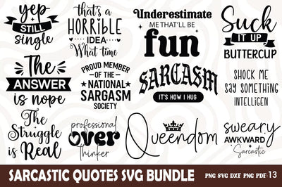 Funny Sarcastic Quotes SVG Design Bundle, Sarcastic Quotes T-shirt Bundle SVG FiveStarCrafting 