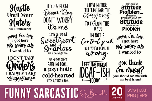 Funny sarcastic svg bundle SVG Designangry 