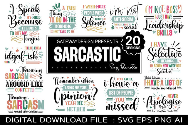 Funny Sarcastic Svg Bundle SVG designmaster24 