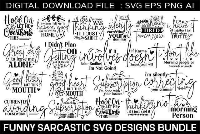 FUNNY SARCASTIC SVG DESIGNS BUNDLE SVG designmaster24 