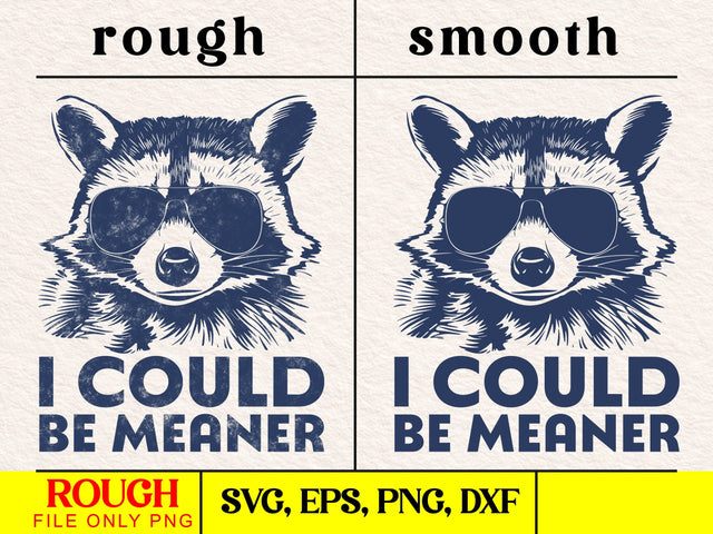 Funny Sarcastic Svg Funny Raccoon PNG I Could Be Meaner PNG Animal Sublimation Retro Raccoon Wearing Sunglasses SVG DesignDestine 