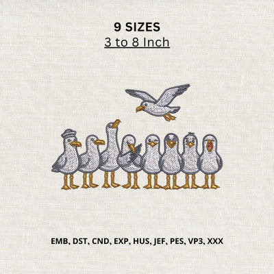 Funny Seagull Group Machine Embroidery Design – Coastal Bird Embroidery File, Beach Seagulls Pattern Embroidery/Applique DESIGNS PatternFeed8 