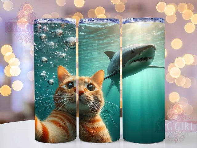 Funny Selfie Meme Cat Tumbler, Funny Cat Wrap, 20Oz Skinny Tumbler, Cat In Danger Design, Whimsical Pet Sublimation, Silly Animal Tumbler, Meme Cat Wrap Sublimation SvggirlplusArt 