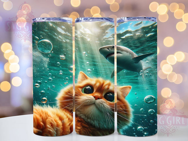 Funny Selfie Meme Cat Tumbler, Funny Cat Wrap, 20Oz Skinny Tumbler, Cat In Danger Design, Whimsical Pet Sublimation, Silly Animal Tumbler, Meme Cat Wrap Sublimation SvggirlplusArt 