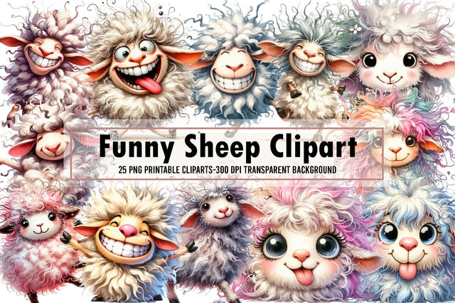 Funny Sheep Clipart Animals Clipart Png Sublimation designartist 