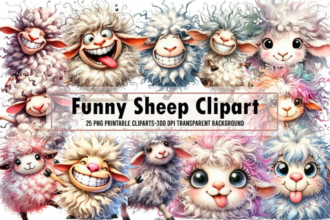Funny Sheep Clipart Animals Clipart Png Sublimation designartist 