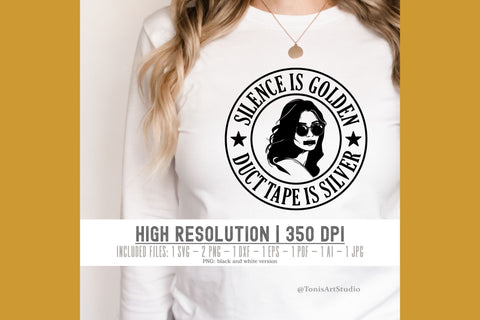 Funny Shirt Designs | Silence is Golden, Duct Tape is Silver SVG | Sarcastic Quotes Bundle SVG TonisArtStudio 
