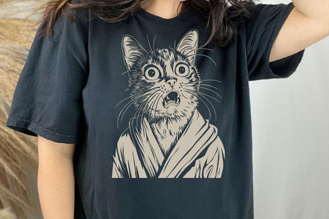 Funny Shocked Cat T-Shirt – Hilarious Robe Cat Meme Tee for Cat Lovers, Pet Fans, and Humor Enthusiasts SVG DesignDestine 