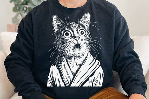 Funny Shocked Cat T-Shirt – Hilarious Robe Cat Meme Tee for Cat Lovers, Pet Fans, and Humor Enthusiasts SVG DesignDestine 