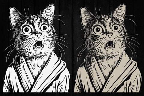 Funny Shocked Cat T-Shirt – Hilarious Robe Cat Meme Tee for Cat Lovers, Pet Fans, and Humor Enthusiasts SVG DesignDestine 