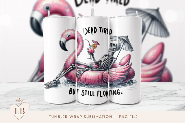 Funny Skeleton 20oz Tumbler Wrap - Dead Tired Sublimation BijouBay 