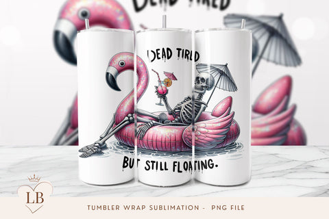 Funny Skeleton 20oz Tumbler Wrap - Dead Tired Sublimation BijouBay 