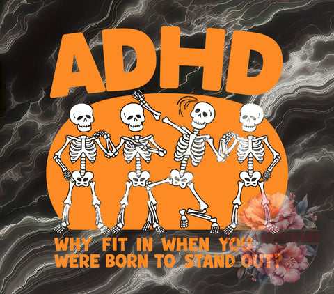 Funny Skeleton, ADHD Humor, Skeleton Clipart, Digital Download, Halloween Art, Quirky Design, Mental Health Awareness, Spooky Decor Sublimation Li Zamperini 