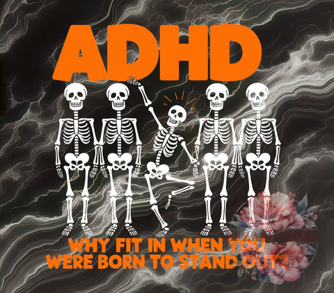 Funny Skeleton, ADHD Humor, Skeleton Clipart, Digital Download, Halloween Art, Quirky Design, Mental Health Awareness, Spooky Decor Sublimation Li Zamperini 