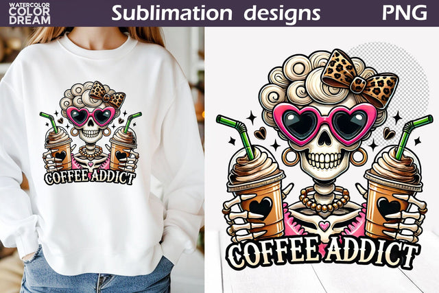 Funny Skeleton and Coffee Sublimation | Skeleton Sarcastic Quotes Sublimation WatercolorColorDream 