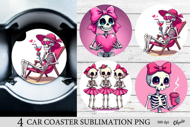 Funny Skeleton Car Coaster Sublimation Design Sublimation Olga Terlyanskaya 