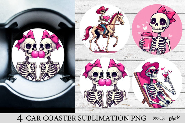 Funny Skeleton Car Coaster Sublimation Design Sublimation Olga Terlyanskaya 