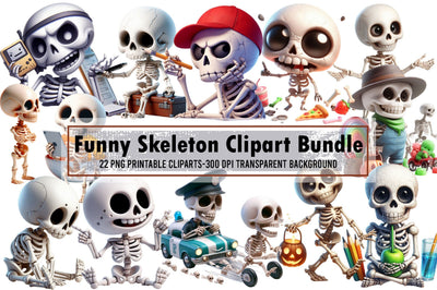 Funny Skeleton Clipart Bundle Sublimation designartist 