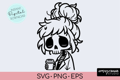 Funny Skeleton Coffee SVG, Mom Skull SVG for Cricut SVG OrangeBrushStudio 