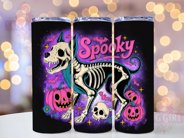 Funny Skeleton Dog Halloween Tumbler, Skeleton Dog Wrap, Spooky Season Design, 20Oz Skinny Tumbler, Halloween Dog Sublimation, Cute Skeleton Drinkware, Humorous Halloween Tumbler Sublimation SvggirlplusArt 