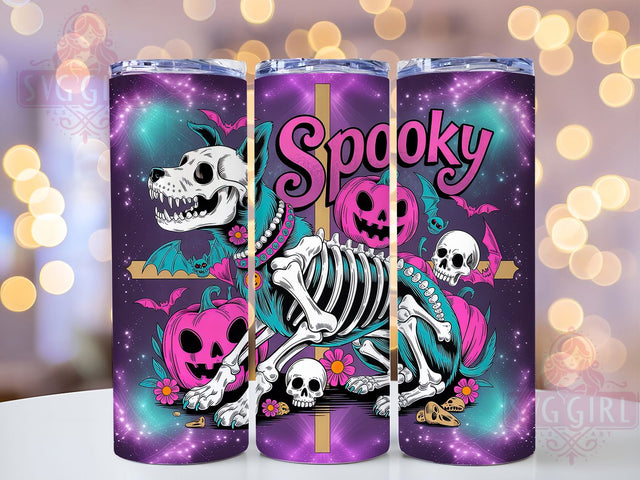 Funny Skeleton Dog Halloween Tumbler, Skeleton Dog Wrap, Spooky Season Design, 20Oz Skinny Tumbler, Halloween Dog Sublimation, Cute Skeleton Drinkware, Humorous Halloween Tumbler Sublimation SvggirlplusArt 
