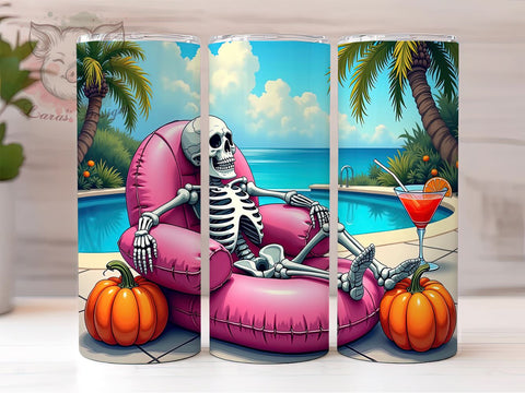 Funny Skeleton Halloween 20 oz Skinny Tumbler Sublimation Design, Straight & Tapered Tumbler Png, Just Waiting for Halloween Tumbler Png, Digital Download PNG Sublimation Lara' s Designs 