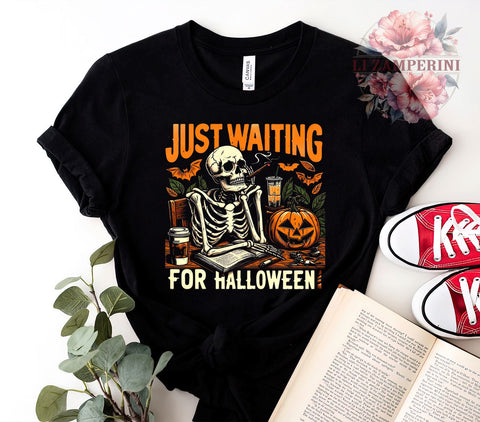 Funny Skeleton, Halloween Decor, Skeleton Clipart, Digital Download, Spooky Art, Halloween Humor, Waiting for Halloween, Cute Skeleton Design Sublimation Li Zamperini 