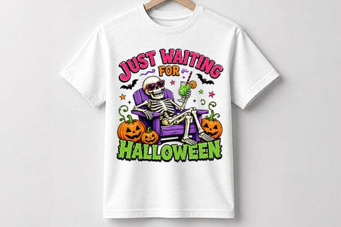 Funny Skeleton Halloween PNG | Just Waiting for Halloween Digital Download SVG BillahCrafts 