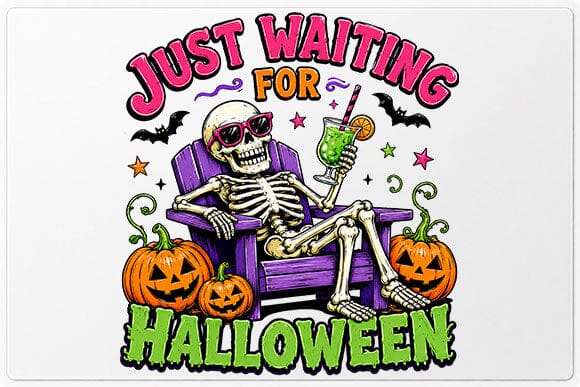 Funny Skeleton Halloween PNG | Just Waiting for Halloween Digital Download SVG BillahCrafts 