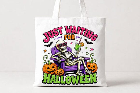 Funny Skeleton Halloween PNG | Just Waiting for Halloween Digital Download SVG BillahCrafts 