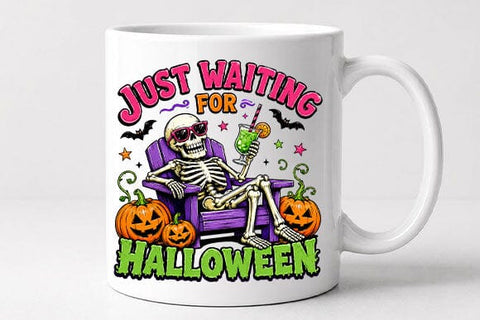 Funny Skeleton Halloween PNG | Just Waiting for Halloween Digital Download SVG BillahCrafts 