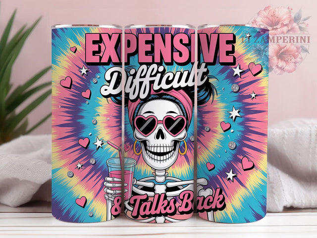Funny Skeleton Humor Art 20oz Tumbler, Expensive Design, Talks Back, Humor Theme, Skeleton Art, 20oz Tumbler Wrap, Sublimation PNG Sublimation Li Zamperini 