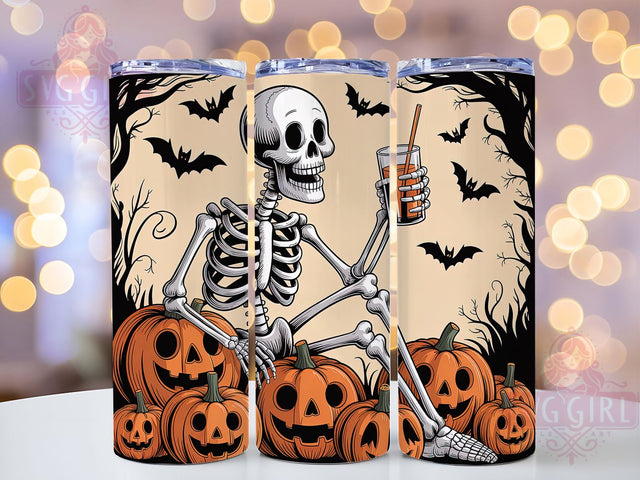 Funny Skeleton Pumpkin Halloween Tumbler, Funny Halloween, Creepy Cute, 20Oz Tumbler Wrap, Sublimation Drinkware, Spooky Humor, Halloween Tumbler Sublimation SvggirlplusArt 
