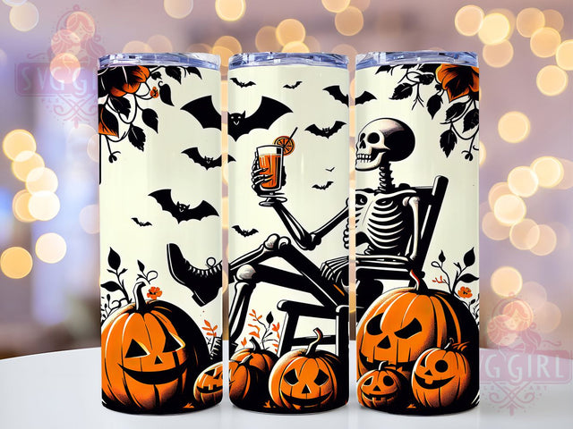 Funny Skeleton Pumpkin Halloween Tumbler, Funny Halloween, Creepy Cute, 20Oz Tumbler Wrap, Sublimation Drinkware, Spooky Humor, Halloween Tumbler Sublimation SvggirlplusArt 